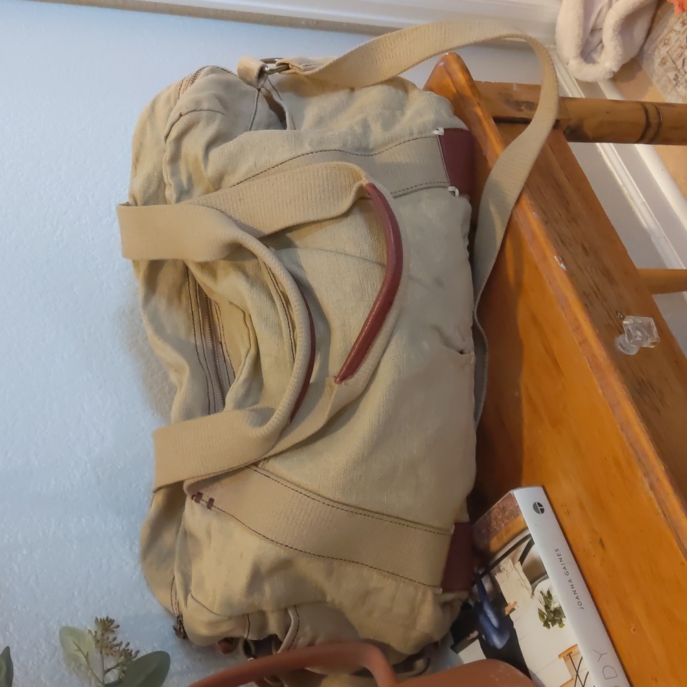 49 Square Miles canvas and leather duffel